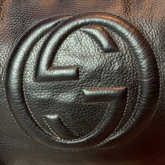 Gucci Interlocking G Soho Chain Large Shoulder Bag Purse Black Rare all Leather - Picture 3 of 17